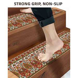 Alfombra con Diseño Kilim, Patrón Botánico, Flores, Azteca, 3D, Pequeña, Regalo, Alfombra para Escaleras - Product Image 2