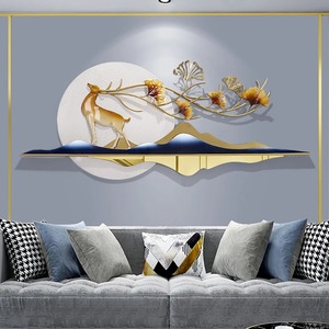 Arte de pared de hoja de Metal dorado de lujo, colgante de pared decorativo moderno de 3 piezas para sala de estar, dormitorio y decoración interior de pasillo - Product Image 4