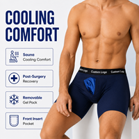 Ropa Interior Masculina con 2 Bolsas de Gel en el Bolsillo Frontal, Ayuda a Aliviar el Dolor y la Hinchazón, Ideal para Después de la Cirugía, Entrenamiento, Calzoncillos Tipo Bóxer