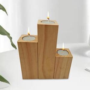 Set Three Eco-Friendly Handmade Mango/Acacia <b>Candle</b> Holders Natural Wood Minimal Home Table Decor Accent Birthday Occasions - Product Image 2
