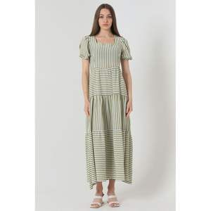 เดรสยาวลายทางสีเขียวพิสตาชิโอขายส่ง Topshow - Product Image 5