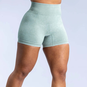 Pantalones cortos para correr de cintura alta para mujer transpirables de primera calidad personalizados colores sólidos entrenamiento de fitness informal - Product Image 5