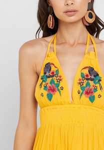 ชุดเดรสสั้นเปิดหลังสำหรับผู้หญิง,ชุดเดรสปักแบบเม็กซิกันลำลองหรูหราประดับลูกปัดแนววินเทจปี2022 - Product Image 2