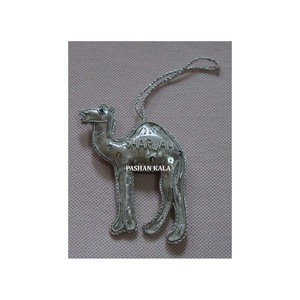 Color plata forma de camello Zari bordado árbol colgante de Navidad adorno Material de tela con cuentas trabajo usado regalo para invitados - Product Image 1