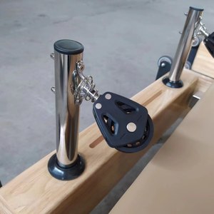 Reformer de Pilates de madera de roble duradera, plegable, rosa, con 6 resortes, plataforma de salto con asiento y almacenamiento, para entrenamiento de equilibrio vertical y fortalecimiento del core. - Product Image 5