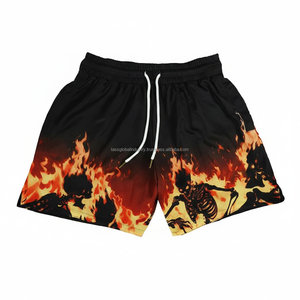 Shorts de basketball pour hommes respirants, personnalisables OEM, bleus, pour l'été, 100 % polyester, séchage rapide, écologiques, avec cordon de serrage - Product Image 1