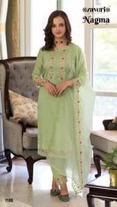 Sexy Party Wear Nuevo 2023 Diseñador Diwali Colección Pure Cotton Kurti Pant Con Dupatta Con Bordado Trabajo Proveedor Mundial - Product Image 6