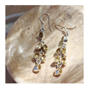 Pendiente de piedras preciosas de citrino de corte ovalado Plata de Ley 925 con ajuste de bisel Chapado en plata Pendiente romántico de moda para mujer. - Product Image 3