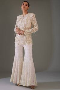 Último diseñador Heavy Faux Georgette bordado secuencia trabajo Sharara traje por FabZone - Product Image 2