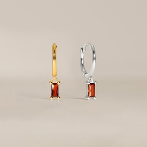 Pendientes colgantes de aro de piedras preciosas Baguette cristal de cuarzo, conjunto de puntas, piedra facetada de plata esterlina, piedra natal de enero, joyería para mujer - Product Image 3