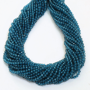 Perles rondes en topaze bleue de Londres AAA, micro-diamants facettés, 2-3 mm, perles en topaze bleue de Londres de qualité AAA, micro-facettées, artisanat - Product Image 5