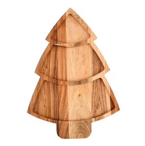 Plateau de service en bois d'acacia en forme d'arbre Plateau en bois fabriqué à la main pour fruits secs, apéritifs et service de fête - Product Image 5