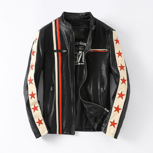 Veste bomber en cuir véritable noir pour moto, vente chaude OEM, sur mesure, poches zippées, veste en cuir pur de luxe, veste de moto pour homme - Product Image 6