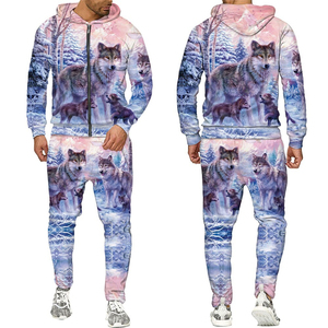 Conjunto Deportivo Sublimado OEM de Poliéster/Algodón para Hombre, Sudadera con Capucha y Pantalones Joggers, Dos Piezas, Transpirable y de Secado Rápido - Product Image 1