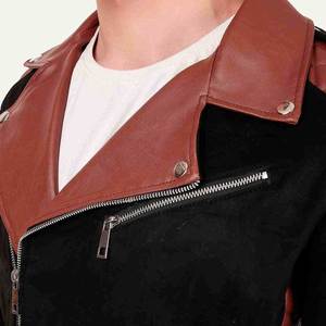 Breathable Front Logo Men's PU Leather Moto <b>Jacket</b> With Brown Collar Zipper Closure <b>Slim</b> <b>Fit</b> Autumn Wear Leather <b>Jacket</b> - Product Image 6