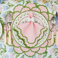 Ensemble de sets de table brodés en or en forme de fleur, serviettes en lin blanc, porte-couverts pour la décoration de table de mariage ou de fête