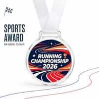 Médaille personnalisée en acrylique transparent avec logo, badge de récompense pour événements sportifs, courses scolaires, reconnaissance d'entreprise