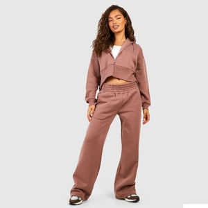 Wholesale Best Quality Women Baggy Tracksuit <b>Crop</b> <b>Top</b> Oversized Zipper Hoodie and Sweatpants 2 Pieces Sweat Suits - Product Image 6