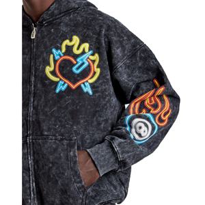 Sweat à capuche zippé pour homme en molleton bouclette délavé à l'acide et effet soleil, personnalisable, style streetwear décontracté, dernier design, vente en gros OEM - Product Image 4