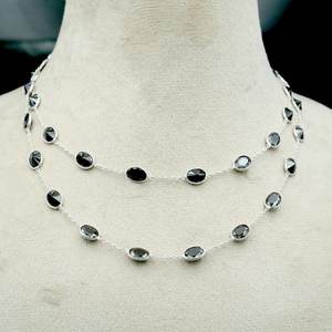 Collar de ónix de Plata de Ley 925 para mujer, joyería de piedras preciosas de ónix negro geométrico hecha a mano - Product Image 1