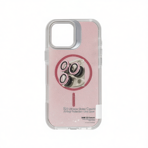 Étui brillant pour Samsung S23 Ultra avec support, double matériau, protection intégrale avec coussin d'air, protection de l'objectif - Product Image 1