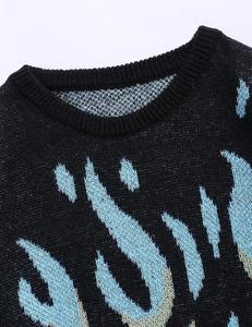 Cardigan boutonné patchwork coloré unisexe, pull confortable, streetwear esthétique, doux, chaud, anti-rides, noir, bleu - Product Image 3