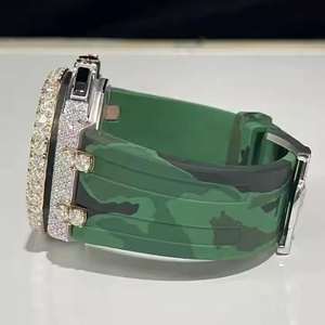 Reloj Deportivo de Lujo con Cronógrafo Mecánico de Alta Calidad, Acero Inoxidable, con Incrustaciones de Diamantes Moissanite, Estilo Hip Hop, Correa de Goma de 22 mm - Product Image 3