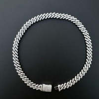 Bracelet Micro Prong Miami Cuban Link Moissanite en Argent, Bijou Hip Hop pour Homme, Accessoire Élégant, Éclat Brillant, Tendance, Certifié GRA