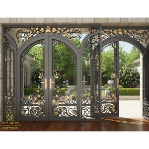 Portes extérieures en fer forgé de luxe KHP, double entrée, haute qualité, antivol, durables, modernes, pour maisons et appartements, fabriquées au Vietnam - Product Image 3