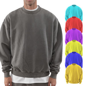 เสื้อครอปสำหรับผู้ชายเสื้อสเวตเตอร์คอกลมผ้าฝ้าย100% มีฮู้ดโอเวอร์ไซส์ออกแบบได้ตามต้องการ - Product Image 2