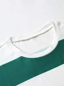 T-shirts en coton 100% personnalisés en gros, à séchage rapide, respirants, à rayures, à manches courtes, imprimés, tricotés - Product Image 5