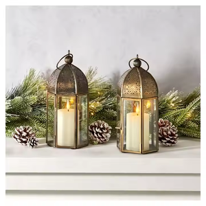 Classic Metal Lanterns Wholesale Modern Home Ramadan Decorations Handmade Eco-Friendly Hanging <b>Candle</b> Customized Color Logo Home - Product Image 3
