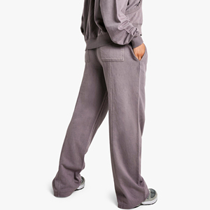 2025 Wholesale <b>Women's</b> Winter Sweatpants Wide <b>Pants</b> 100% Cotton Breathable Fabric Regular Fit Straight Leg Flat <b>Pants</b> Elastic - Product Image 6