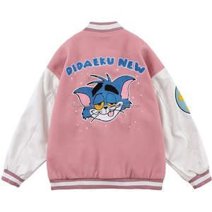 Fabricant OEM, veste universitaire de baseball à manches en cuir avec broderie en chenille pour hommes - Product Image 4