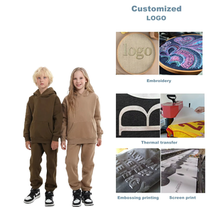 Chándales para niños con logotipo personalizado 3-14 años 350Gms Fleece Plain Kids Jogger Sets a granel al por mayor Ropa para niños - Product Image 4
