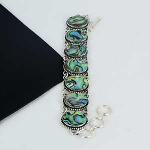 Pulsera hecha a mano de concha de abulón, joyería de plata de ley 925, pulsera antigua, joyería elegante para regalo, regalo de aniversario para mujer - Product Image 1
