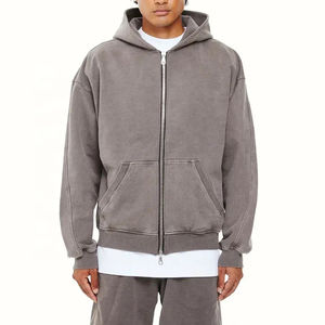 Conception de bande de roulement la plus vendue personnalisée vierge surdimensionnée Double fermeture éclair couleur vierge fermeture éclair complète mode vêtements sweats à capuche pour hommes - Product Image 2