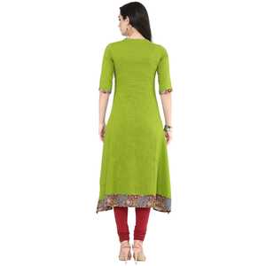 Innovative Floral A-Line <b>Kurta</b> for <b>Women</b> Elegant Green Floral Print Blouse Design - Product Image 3