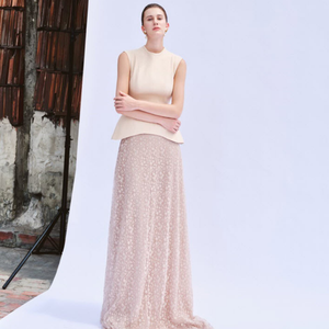 Camisa de mujer precio al por mayor LILA SAND JACQUARD PEPLUM sin mangas arena Jacquard ropa informal de mujer logotipo personalizado de Vietnam - Product Image 5