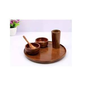 Juego de cuencos redondos de madera natural para servir ensaladas con diseño de color beige Cuencos de madera para servir alimentos seguros - Product Image 4