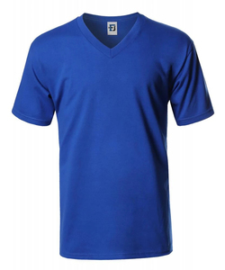 T-shirt pour homme en jersey de coton tricoté, vert olive, col en V, manches courtes, coupe classique, couleur unie, décontracté - Product Image 6