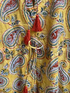 Coton indien Hippie Paisley bohème Gypsy MAXI Boho robe pour femmes décontracté Floral robe courte licou décolleté gland - Product Image 5