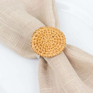 Derniers anneaux de serviette en rotin de forme ronde de qualité supérieure pour les fêtes de mariage et les décorations de table de restaurant - Product Image 6