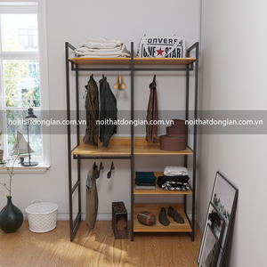 Sturdy Wood Standing Multifunction Iron Clothing Organizer for Wardrobe (130x55x200cm) - Product Image 3