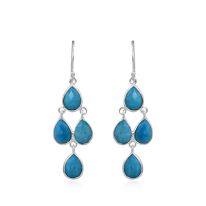 Pendientes Colgantes de Plata de Ley 925 con Turquesa, Joyería Personalizada para Mujer, Regalo para Ella, Colección Clásica - Product Image 1