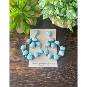 Jeff James Golden Hill Turquoise and Sterling <b>Silver</b> <b>Chandelier</b> Dangle Earrings - Product Image 1