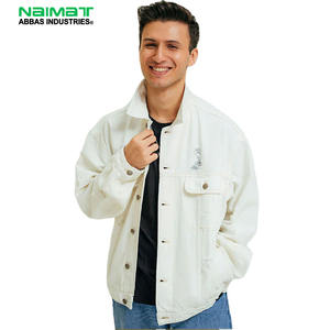 Mens <b>White</b> Denim Jacket Slim Fit Jean <b>Coat</b> Casual Streetwear Distressed Male Outerwear Fashion Cotton Top Clothing New - Product Image 1
