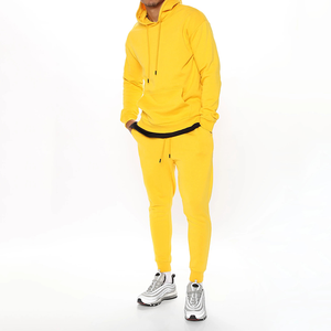 Custom Men Winter Tracksuit Hooded Drawstring Solid Color Quick Dry Breathable Lightweight Casual Sport Lounge with Side Pockets - Product Image 6