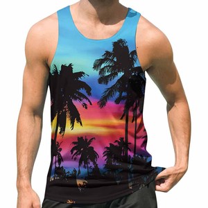 Débardeur d'été pour homme en polyester/coton, décontracté, sans manches, pour la plage, couleur et logo personnalisés, service OEM, respirant, tricoté - Product Image 2
