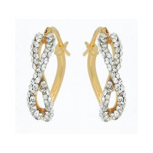 Pendientes de Alta Calidad al por Mayor, Estilo Infinito, Cristales Amarillos y Blancos de 10x15mm, Chapados en Oro de 18K sobre Plata de Ley 925 - Product Image 1